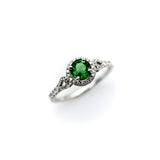 14K White Gold Tsavorite Garnet and Diamond Ring Ring Kirsten's Corner Jewelry
