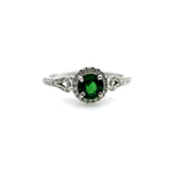 14K White Gold Tsavorite Garnet and Diamond Ring Ring Kirsten's Corner Jewelry