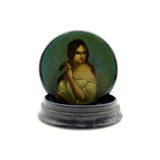 Hand Painted Papier Mache Snuff Box of a Woman circa 1850 Objects of Vertu Kirsten's Corner