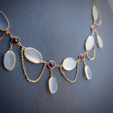 14K Edwardian Festoon Moonstone & Amethyst Necklace necklace Kirsten's Corner Jewelry