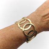 18K Gold Modernist Circle Motif Cuff Bracelet Circa 1970 Bracelet Kirsten's Corner