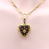 Victorian 18K Gold Rose Cut Diamond Encrusted Heart Locket locket Kirsten's Corner