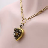Victorian 18K Gold Rose Cut Diamond Encrusted Heart Locket locket Kirsten's Corner