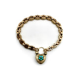 Early 10K Gold Victorian Heart Padlock Bracelet with Fancy Link Chain Bracelet Kirsten's Corner