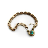 Early 10K Gold Victorian Heart Padlock Bracelet with Fancy Link Chain Bracelet Kirsten's Corner