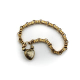 Early 10K Gold Victorian Heart Padlock Bracelet with Fancy Link Chain Bracelet Kirsten's Corner