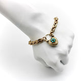 Early 10K Gold Victorian Heart Padlock Bracelet with Fancy Link Chain Bracelet Kirsten's Corner