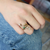Victorian Diamond and Emerald 14K Gold Snake Ring Rings Kirsten's Corner