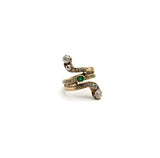 Victorian Diamond and Emerald 14K Gold Snake Ring Rings Kirsten's Corner