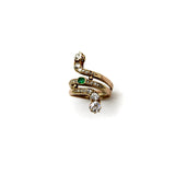 Victorian Diamond and Emerald 14K Gold Snake Ring Rings Kirsten's Corner