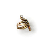 Victorian Diamond and Emerald 14K Gold Snake Ring Rings Kirsten's Corner