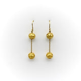 18K Gold Etruscan Revival Double Ball Dangle Earrings Earrings Kirsten's Corner Jewelry