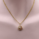 Victorian 18K Gold Crescent Moon and Clover Pendant with Diamonds Pendant, Charm Kirsten's Corner