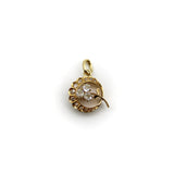 Victorian 18K Gold Crescent Moon and Clover Pendant with Diamonds Pendant, Charm Kirsten's Corner