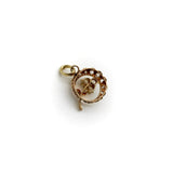 Victorian 18K Gold Crescent Moon and Clover Pendant with Diamonds Pendant, Charm Kirsten's Corner