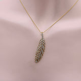 Vintage 18K Gold Feather Pendant with Pave Diamonds Pendant, Charm Kirsten's Corner