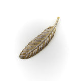 Vintage 18K Gold Feather Pendant with Pave Diamonds Pendant, Charm Kirsten's Corner