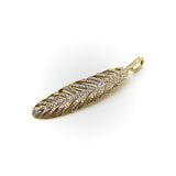 Vintage 18K Gold Feather Pendant with Pave Diamonds Pendant, Charm Kirsten's Corner