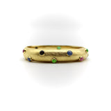 14K Gold Vintage Florentine Finish Tutti Fruti Cabochon Gemstone Bracelet Bracelet Kirsten's Corner Jewelry