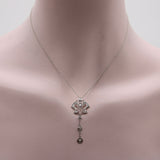 Platinum and Diamond Edwardian Lavaliere Necklace Necklace Kirsten's Corner