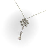 Platinum and Diamond Edwardian Lavaliere Necklace Necklace Kirsten's Corner