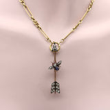 Victorian 10K Gold Diamond Ruby and Sapphire Fly and Arrow Brooch Brooch Kirsten's Corner