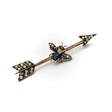 Victorian 10K Gold Diamond Ruby and Sapphire Fly and Arrow Brooch Brooch Kirsten's Corner