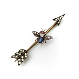 Victorian 10K Gold Diamond Ruby and Sapphire Fly and Arrow Brooch Brooch Kirsten's Corner