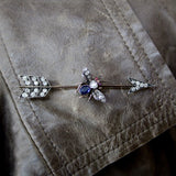 Victorian 10K Gold Diamond Ruby and Sapphire Fly and Arrow Brooch Brooch Kirsten's Corner