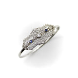 14K White Gold Art Deco Diamond & Sapphire Bracelet Bracelet Kirsten's Corner Jewelry