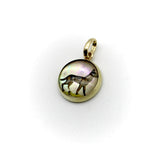 14K Gold Reverse Painted Dog Intaglio Pendant, Charm Kirsten's Corner