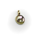 14K Gold Reverse Painted Dog Intaglio Pendant, Charm Kirsten's Corner
