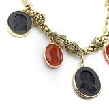 Georgian 14K Gold Handmade Fancy Link Bracelet with Wedgwood Basalt and Carnelian Intaglio Charms Bracelet Kirsten's Corner