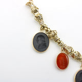 Georgian 14K Gold Handmade Fancy Link Bracelet with Wedgwood Basalt and Carnelian Intaglio Charms Bracelet Kirsten's Corner