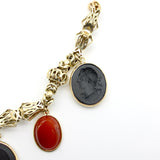 Georgian 14K Gold Handmade Fancy Link Bracelet with Wedgwood Basalt and Carnelian Intaglio Charms Bracelet Kirsten's Corner