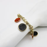 Georgian 14K Gold Handmade Fancy Link Bracelet with Wedgwood Basalt and Carnelian Intaglio Charms Bracelet Kirsten's Corner