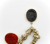 Georgian 14K Gold Handmade Fancy Link Bracelet with Wedgwood Basalt and Carnelian Intaglio Charms Bracelet Kirsten's Corner