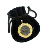 Ancient Silver Tetradachm Coin Scynthian King Azes II in 14K Gold Mount Pendant, Charm Kirsten's Corner