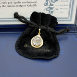 Ancient Silver Drachma Coin with Medusa in 14K Gold Mount Pendant Kirsten's Corner