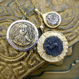 Bronze Byzantine Coin Pendant in 14K White Gold Mount Pendant Kirsten's Corner