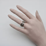 Vintage 14K White Gold Foliate Diamond Ring with Reticulation ring Kirsten's Corner Jewelry