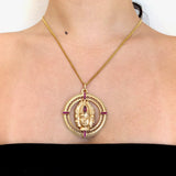 Three Headed Trimurti Hindu Gold Medallion with Rubies Pendant Kirsten's Corner