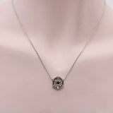14K White Gold and Pink Tourmaline Medallion Necklace Necklace Kirsten's Corner
