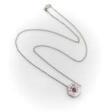 14K White Gold and Pink Tourmaline Medallion Necklace Necklace Kirsten's Corner