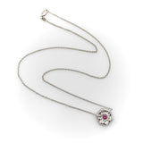 14K White Gold and Pink Tourmaline Medallion Necklace Necklace Kirsten's Corner