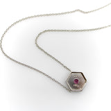 14K White Gold and Pink Tourmaline Medallion Necklace Necklace Kirsten's Corner