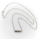14K White Gold Bar Necklace with Diamond and Pink Tourmaline Necklace Kirsten's Corner