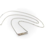 14K White Gold Bar Necklace with Diamond and Pink Tourmaline Necklace Kirsten's Corner
