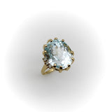 Vintage 14K Gold Aquamarine and Diamond Cocktail Ring Ring Kirsten's Corner