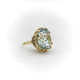 Vintage 14K Gold Aquamarine and Diamond Cocktail Ring Ring Kirsten's Corner